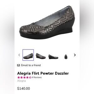 Alegria Flirt Dazzler pewter wedge slip on with Classic Design